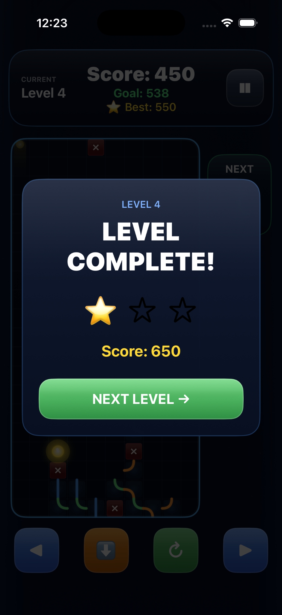 Orb Flow level complete modal